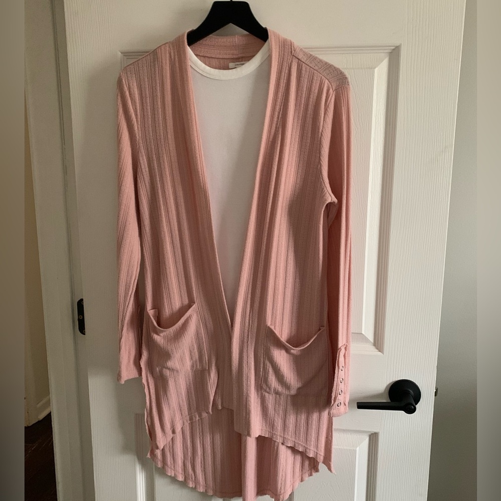 Maurices Pink Open-Front Sweater